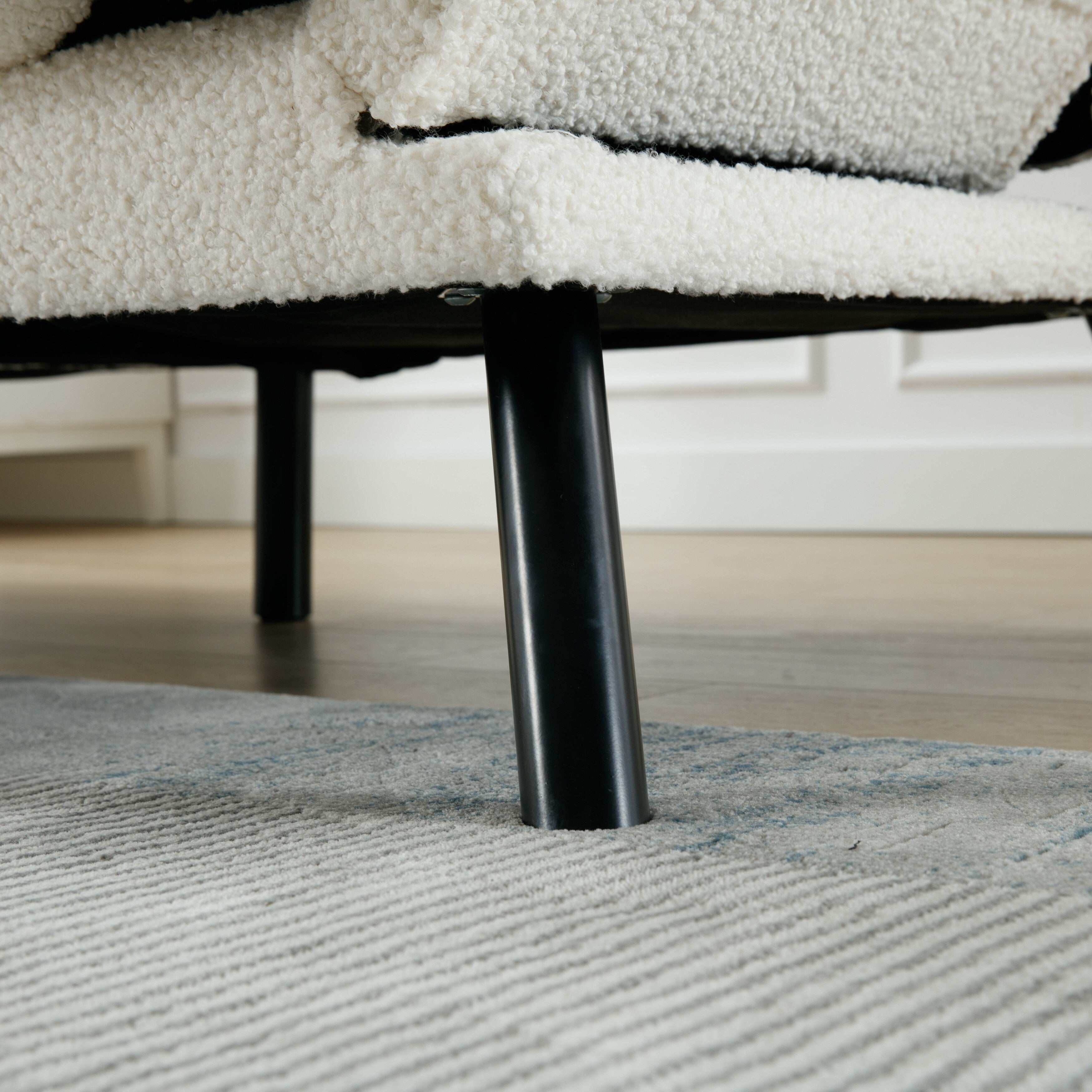 Canapé 2 places en tissu Teddy 70.08 avec coussins épais, pieds en métal et capacité de charge de 600 lb