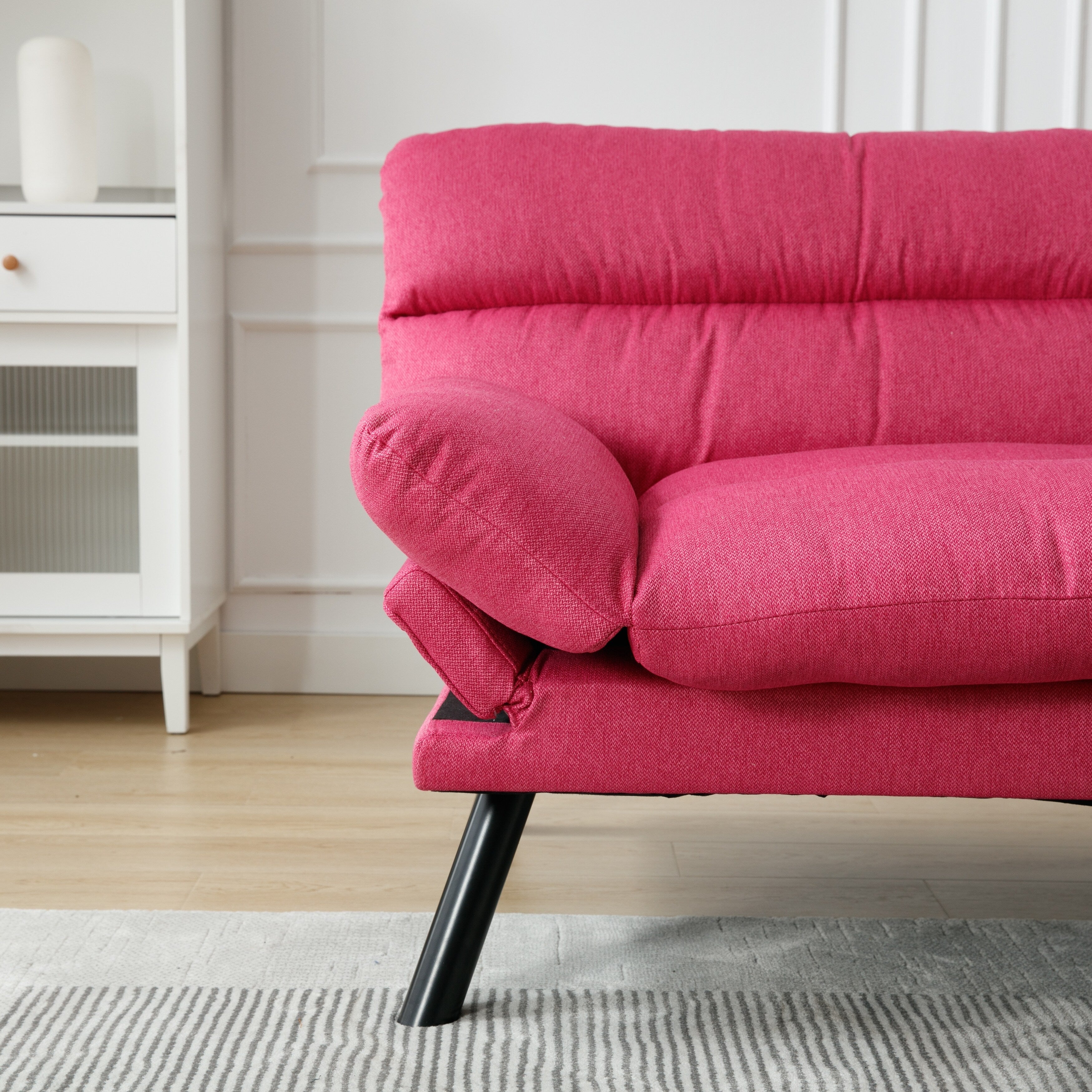 Canapé 2 places en tissu Teddy 70.08 avec coussins épais, pieds en métal et capacité de charge de 600 lb