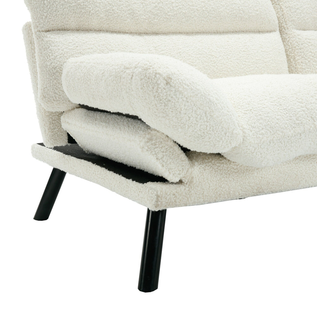 Canapé 2 places en tissu Teddy 70.08 avec coussins épais, pieds en métal et capacité de charge de 600 lb