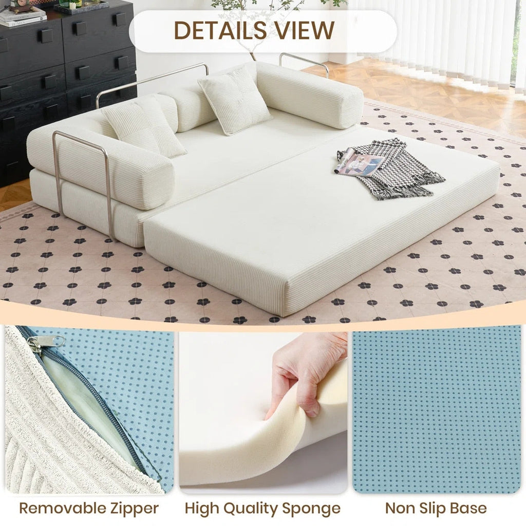 Canapé-lit convertible de 78,8 cm avec coussin de soutien dorsal et accoudoirs