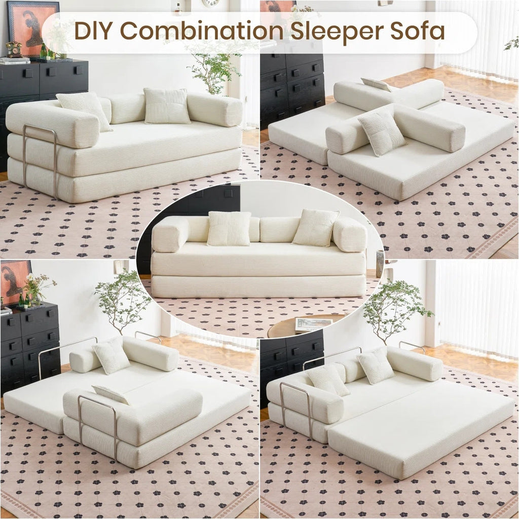 Canapé-lit convertible de 78,8 cm avec coussin de soutien dorsal et accoudoirs