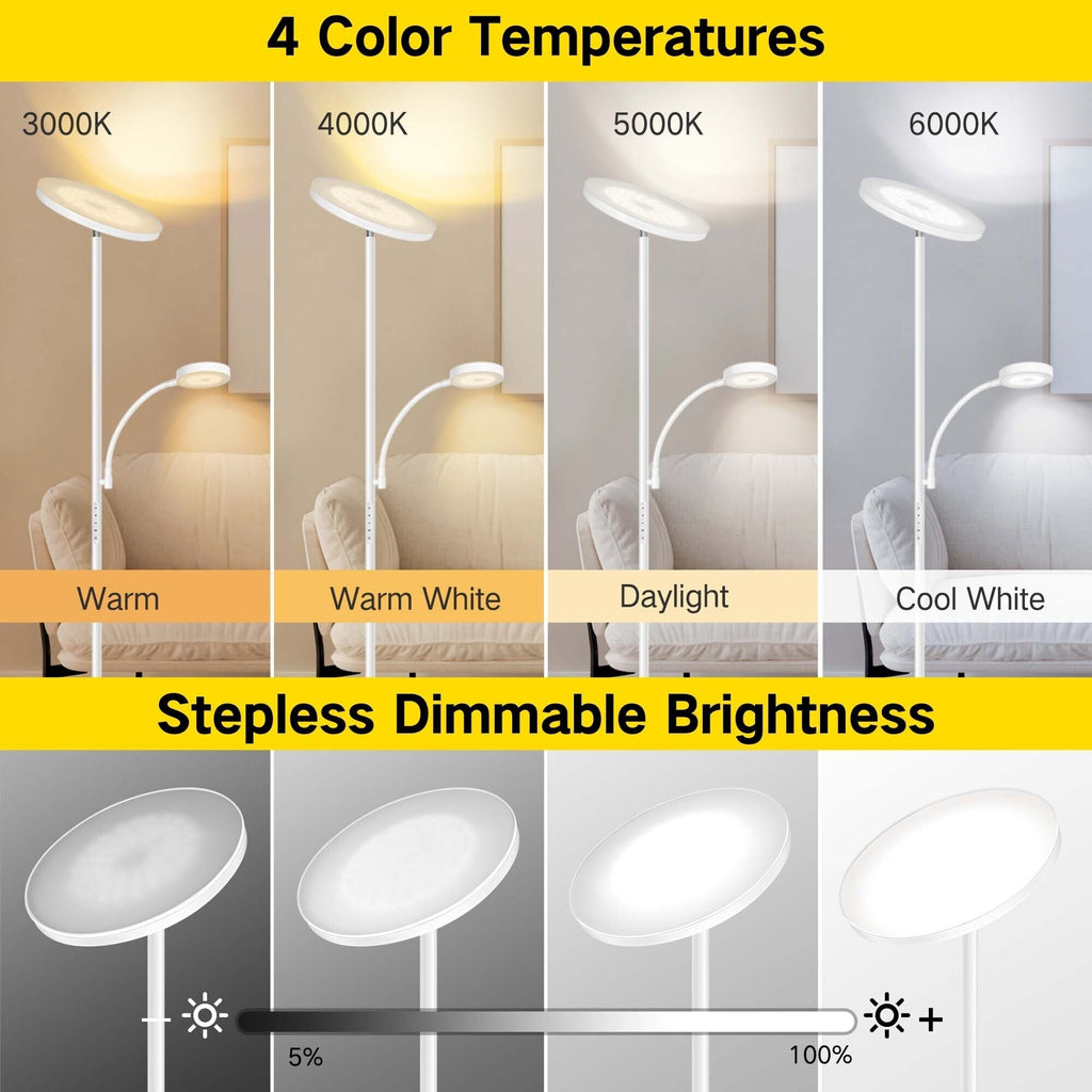 Lampadaire torche à 70 LED avec commande tactile et télécommande - N/A