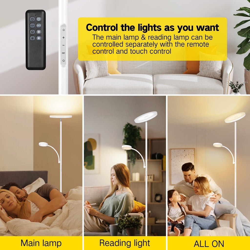 Lampadaire torche à 70 LED avec commande tactile et télécommande - N/A