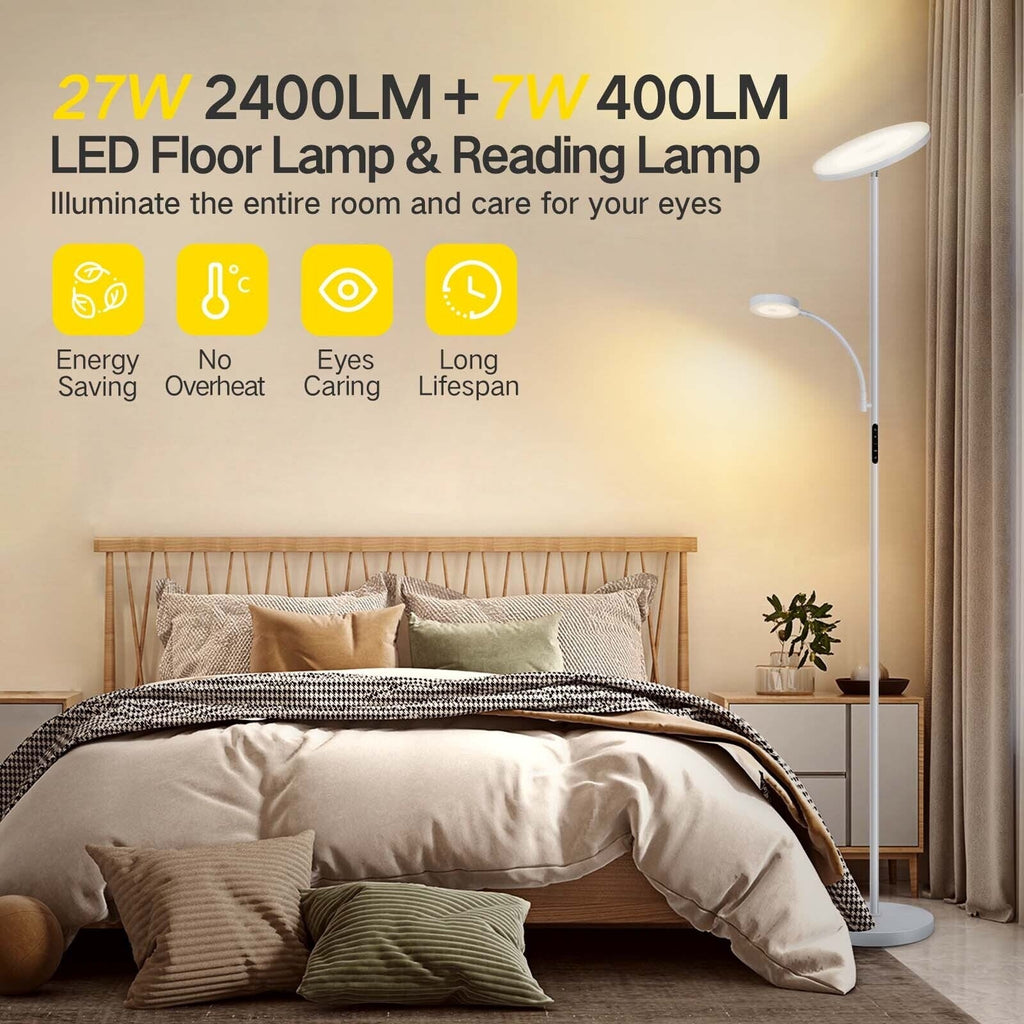 Lampadaire torche à 70 LED avec commande tactile et télécommande - N/A