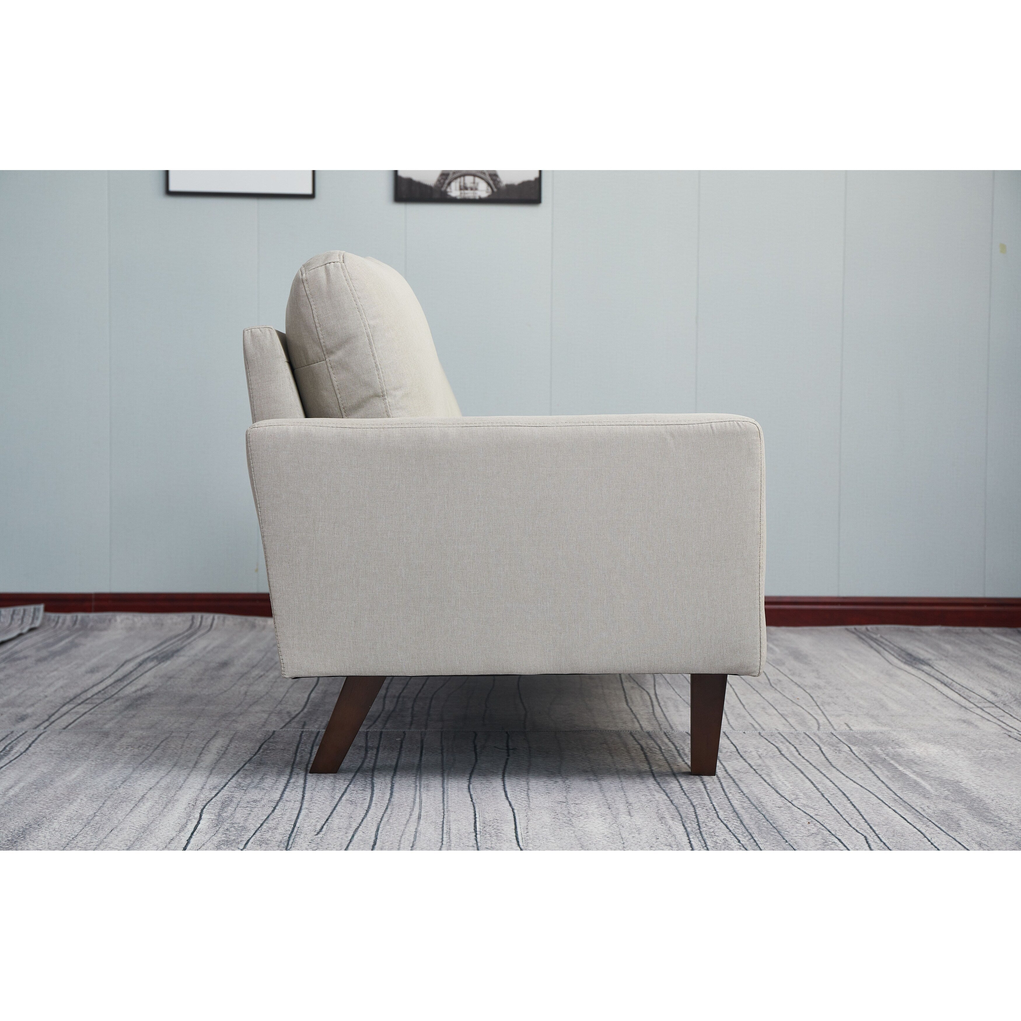 Canapé à accoudoirs carrés en lin Adelaide 70''