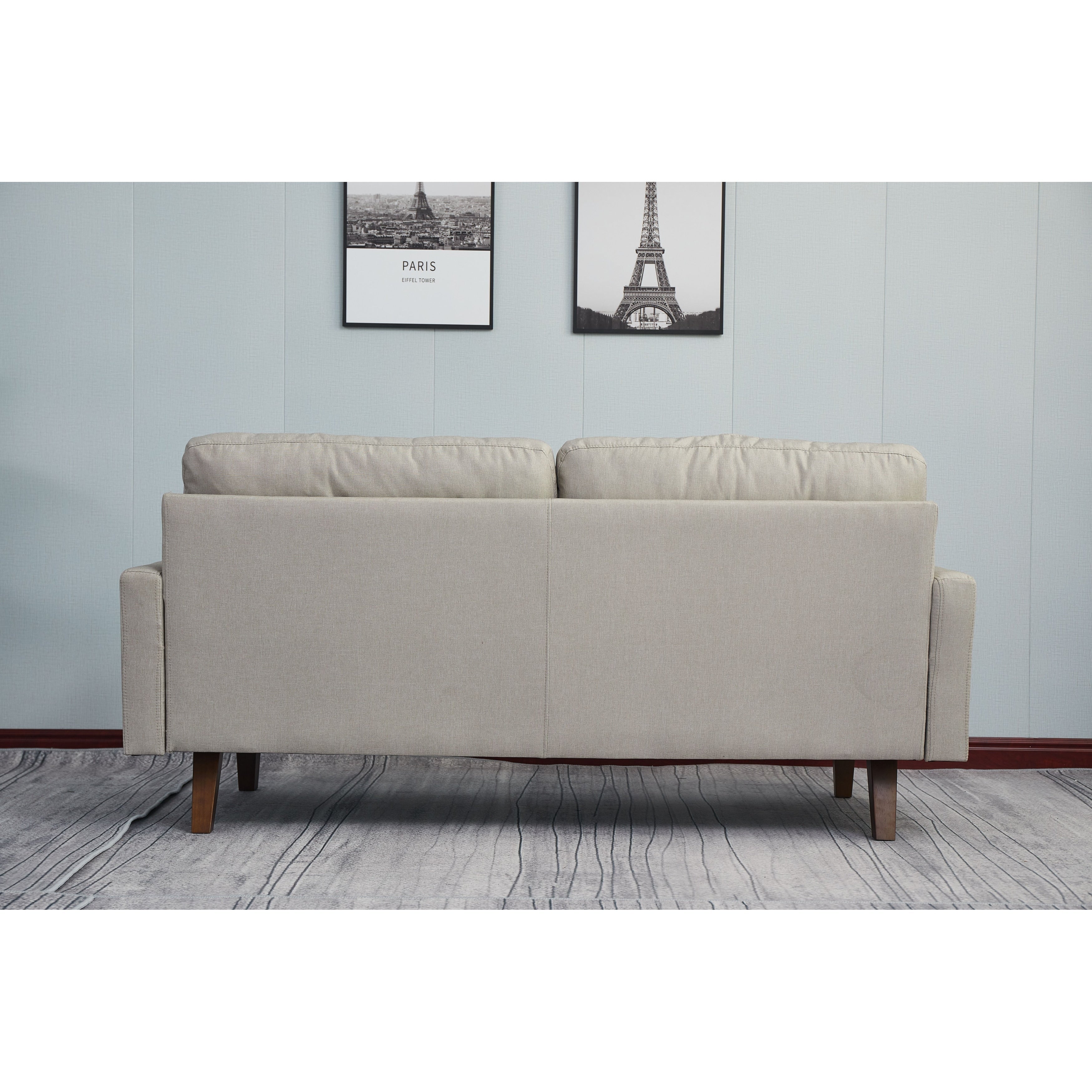 Canapé à accoudoirs carrés en lin Adelaide 70''