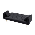 Canapé double pliable de 71 pouces, de style rétro américain, en velours noir