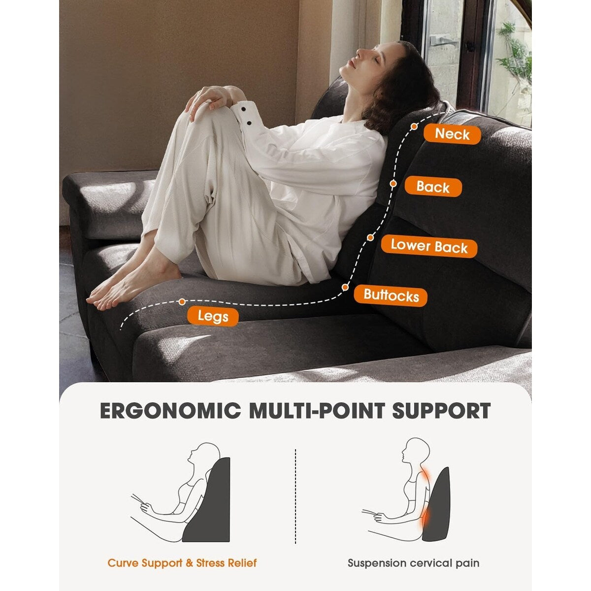 Canapé 2 places en chenille 71,25 po – Assise profonde avec coussin 8 places, accoudoir convertible et housse amovible