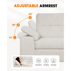 Canapé 2 places en chenille 71,25 po – Assise profonde avec coussin 8 places, accoudoir convertible et housse amovible