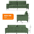 Canapé 2 places en chenille 71,25 po – Assise profonde avec coussin 8 places, accoudoir convertible et housse amovible