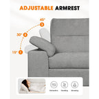 Canapé 2 places en chenille 71,25 po – Assise profonde avec coussin 8 places, accoudoir convertible et housse amovible