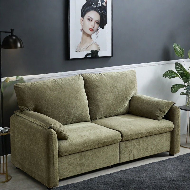 Canapé 2 places en chenille 71,28 pouces, confort nuageux avec éponge haute résilience, design minimaliste moderne