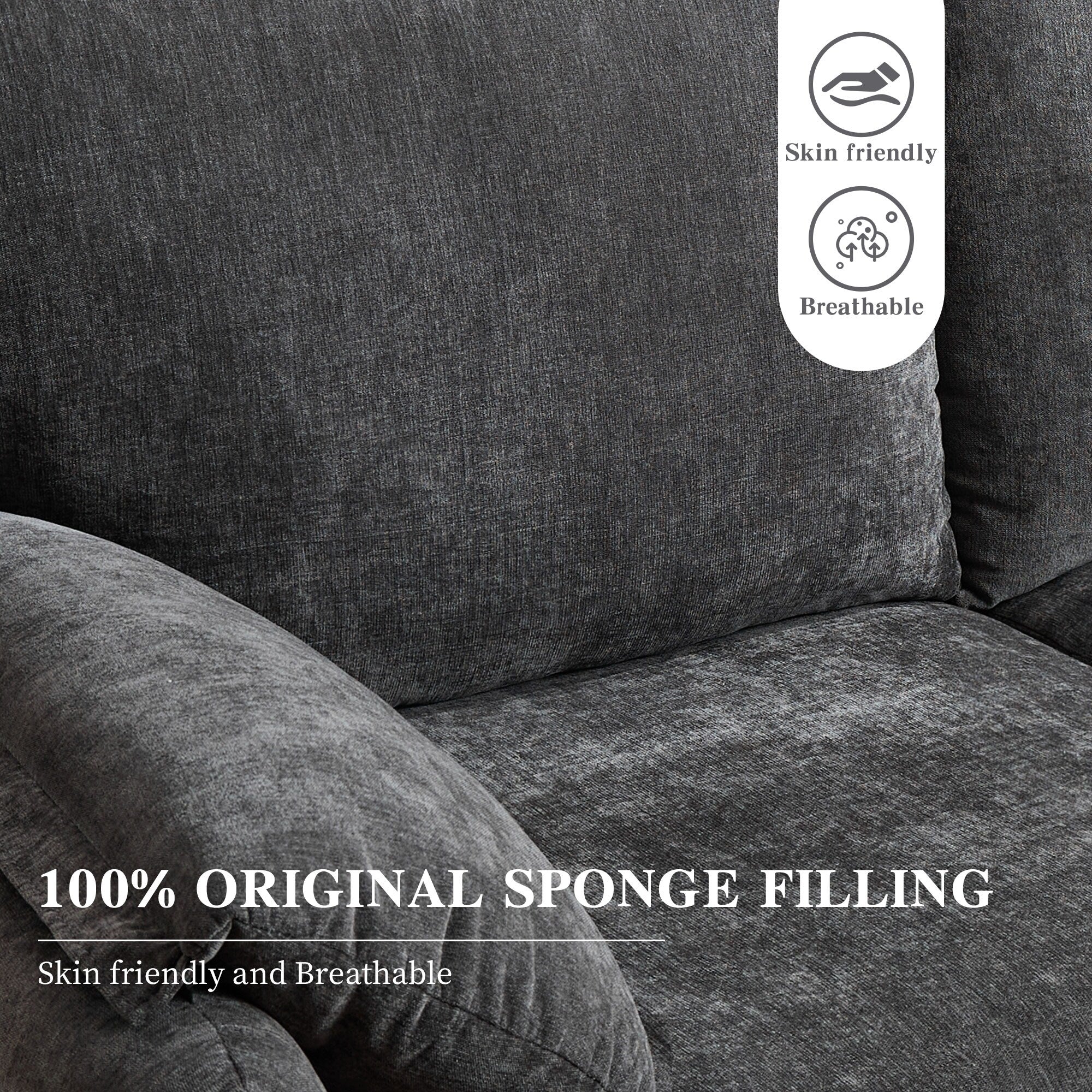 Canapé 2 places en chenille 71,28 pouces, confort nuageux avec éponge haute résilience, design minimaliste moderne