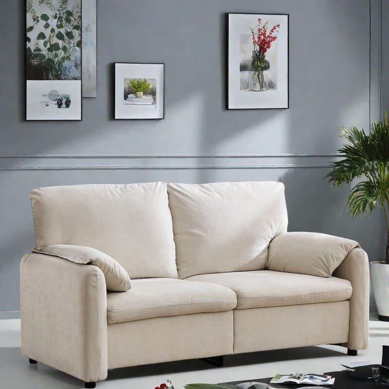 Canapé 2 places en chenille 71,28 pouces, confort nuageux avec éponge haute résilience, design minimaliste moderne