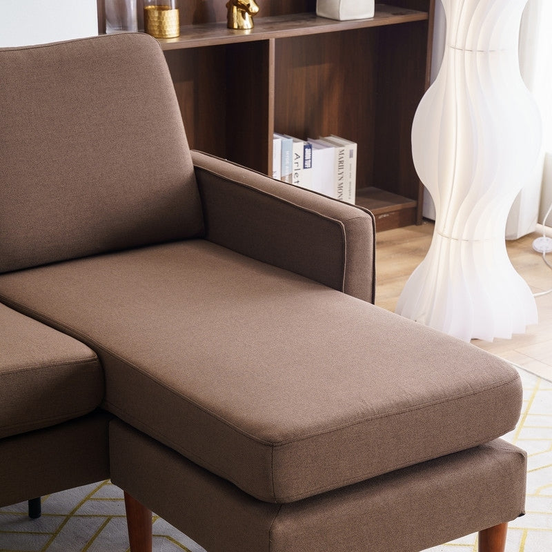 Canapé d'intérieur modulaire 3 places avec accoudoirs en lin de 71,65 po de largeur et pédales Concubine, beige