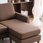 Canapé d'intérieur modulaire 3 places avec accoudoirs en lin de 71,65 po de largeur et pédales Concubine, beige