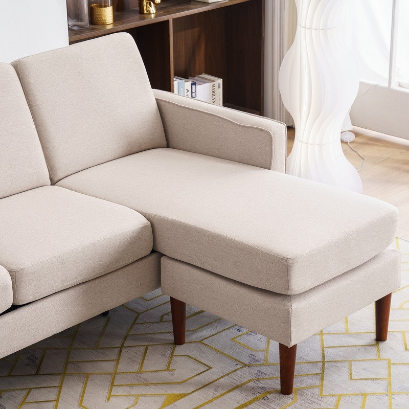 Canapé d'intérieur modulaire 3 places avec accoudoirs en lin de 71,65 po de largeur et pédales Concubine, beige