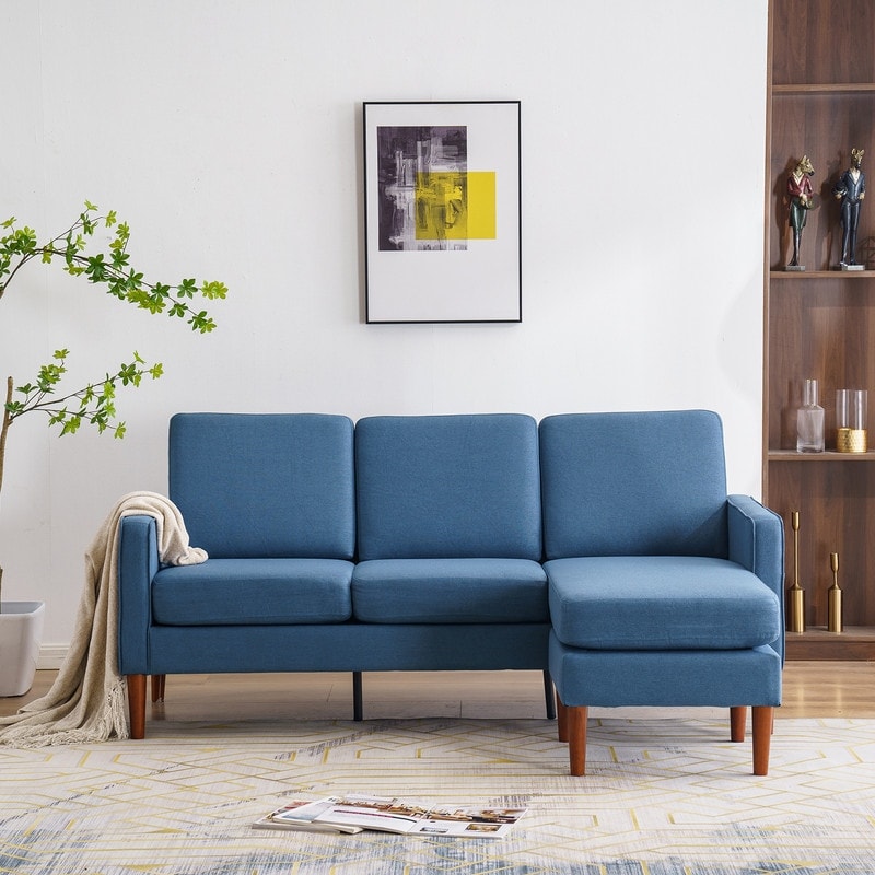 Canapé d'intérieur modulaire 3 places avec accoudoirs en lin de 71,65 po de largeur et pédales Concubine, beige