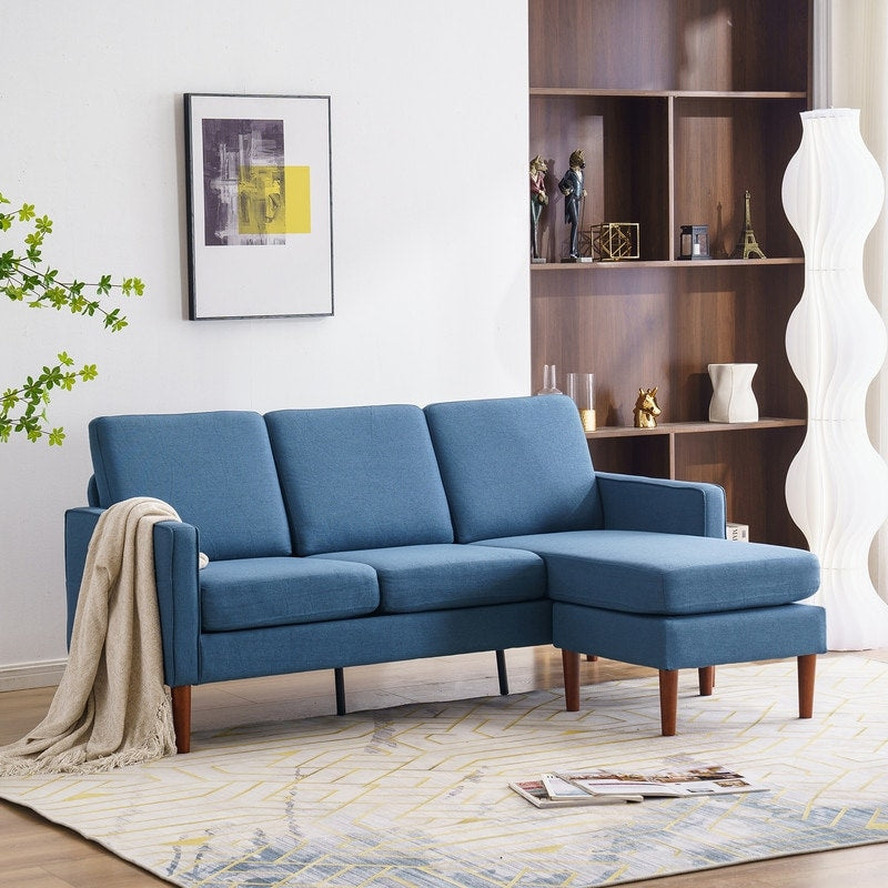 Canapé d'intérieur modulaire 3 places avec accoudoirs en lin de 71,65 po de largeur et pédales Concubine, beige