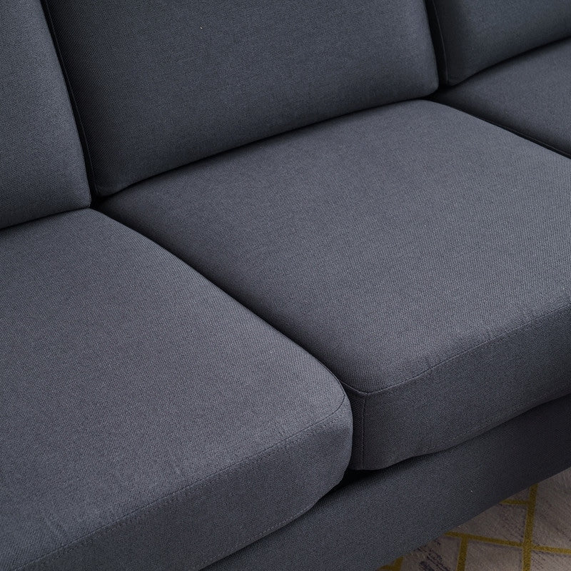 Canapé d'intérieur modulaire 3 places avec accoudoirs en lin de 71,65 po de largeur et pédales Concubine, beige