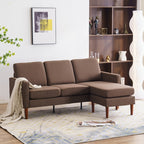 Canapé d'intérieur modulaire 3 places avec accoudoirs en lin de 71,65 po de largeur et pédales Concubine, beige