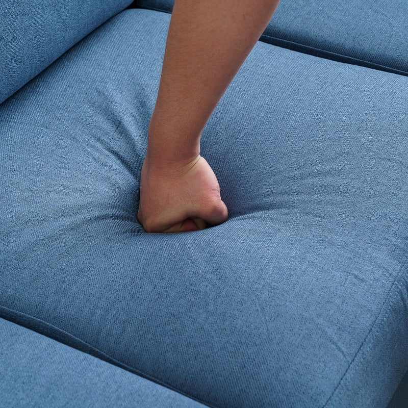 Canapé d'intérieur modulaire 3 places avec accoudoirs en lin de 71,65 po de largeur et pédales Concubine, beige