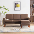 Canapé d'intérieur modulaire 3 places avec accoudoirs en lin de 71,65 po de largeur et pédales Concubine, beige