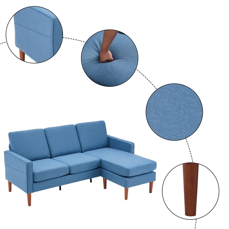 Canapé d'intérieur modulaire 3 places avec accoudoirs en lin de 71,65 po de largeur et pédales Concubine, beige