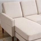 Canapé d'intérieur modulaire 3 places avec accoudoirs en lin de 71,65 po de largeur et pédales Concubine, beige