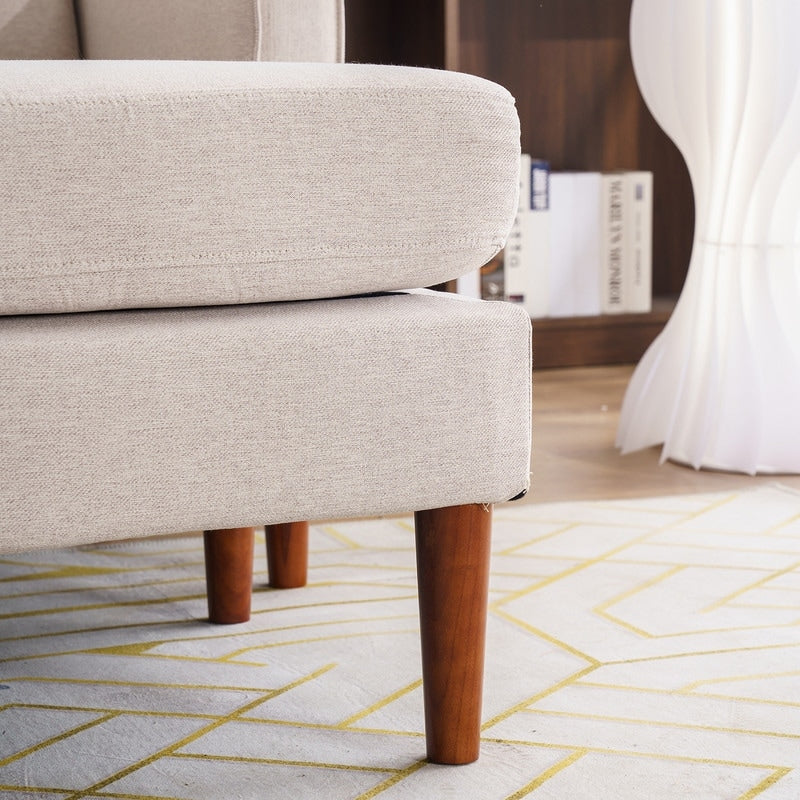 Canapé d'intérieur modulaire 3 places avec accoudoirs en lin de 71,65 po de largeur et pédales Concubine, beige