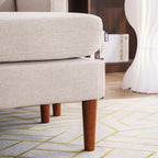 Canapé d'intérieur modulaire 3 places avec accoudoirs en lin de 71,65 po de largeur et pédales Concubine, beige