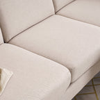 Canapé d'intérieur modulaire 3 places avec accoudoirs en lin de 71,65 po de largeur et pédales Concubine, beige