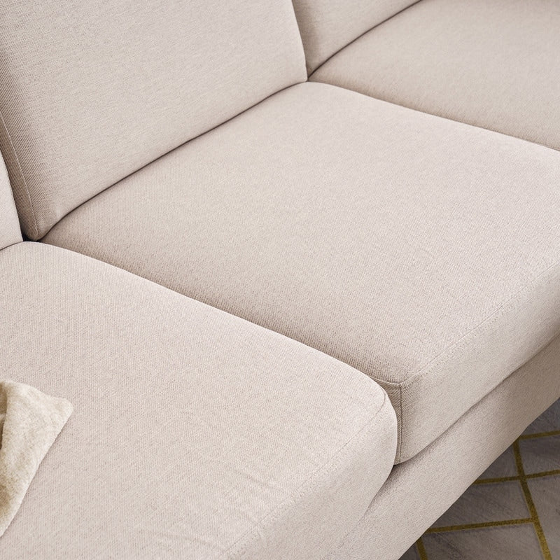Canapé d'intérieur modulaire 3 places avec accoudoirs en lin de 71,65 po de largeur et pédales Concubine, beige