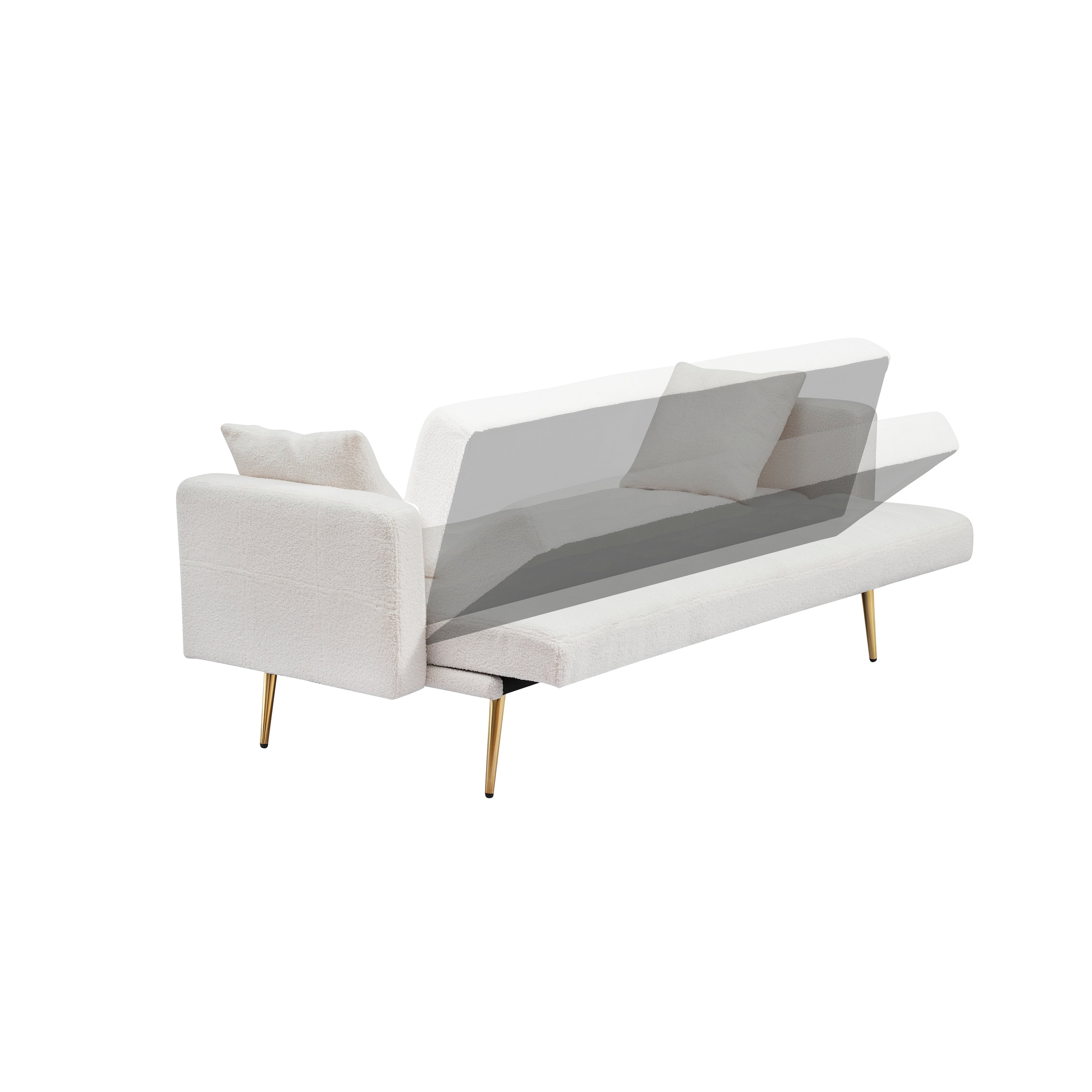 71.7 - Canapé-lit en polaire Teddy, accompagné de deux charmants coussins