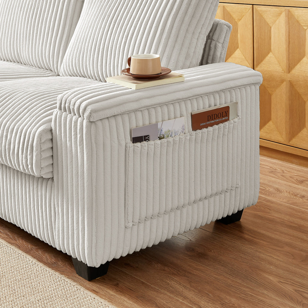 Canapé causeuse en tissu 71 avec accoudoir carré et port USB pour le salon