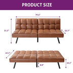 Canapé convertible moderne en similicuir sans accoudoirs avec dossier divisé