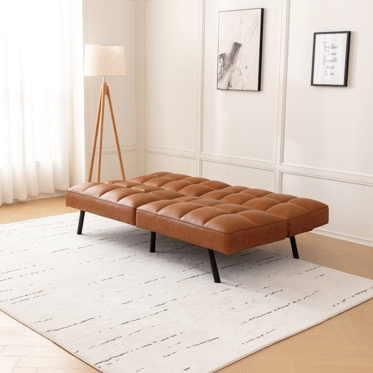 Canapé convertible moderne en similicuir sans accoudoirs avec dossier divisé