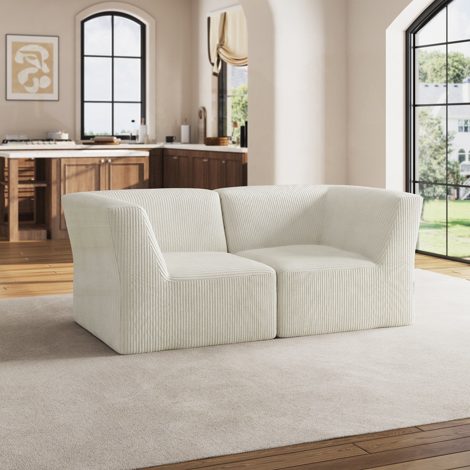 Canapé sectionnel modulaire en velours côtelé de 71 W, entièrement moulé en éponge