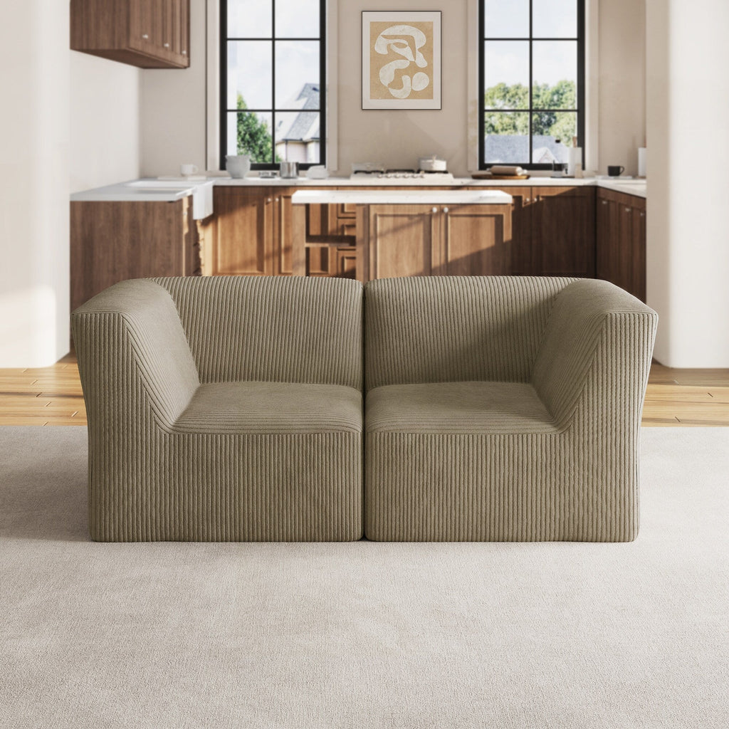 Canapé sectionnel modulaire en velours côtelé de 71 W, entièrement moulé en éponge