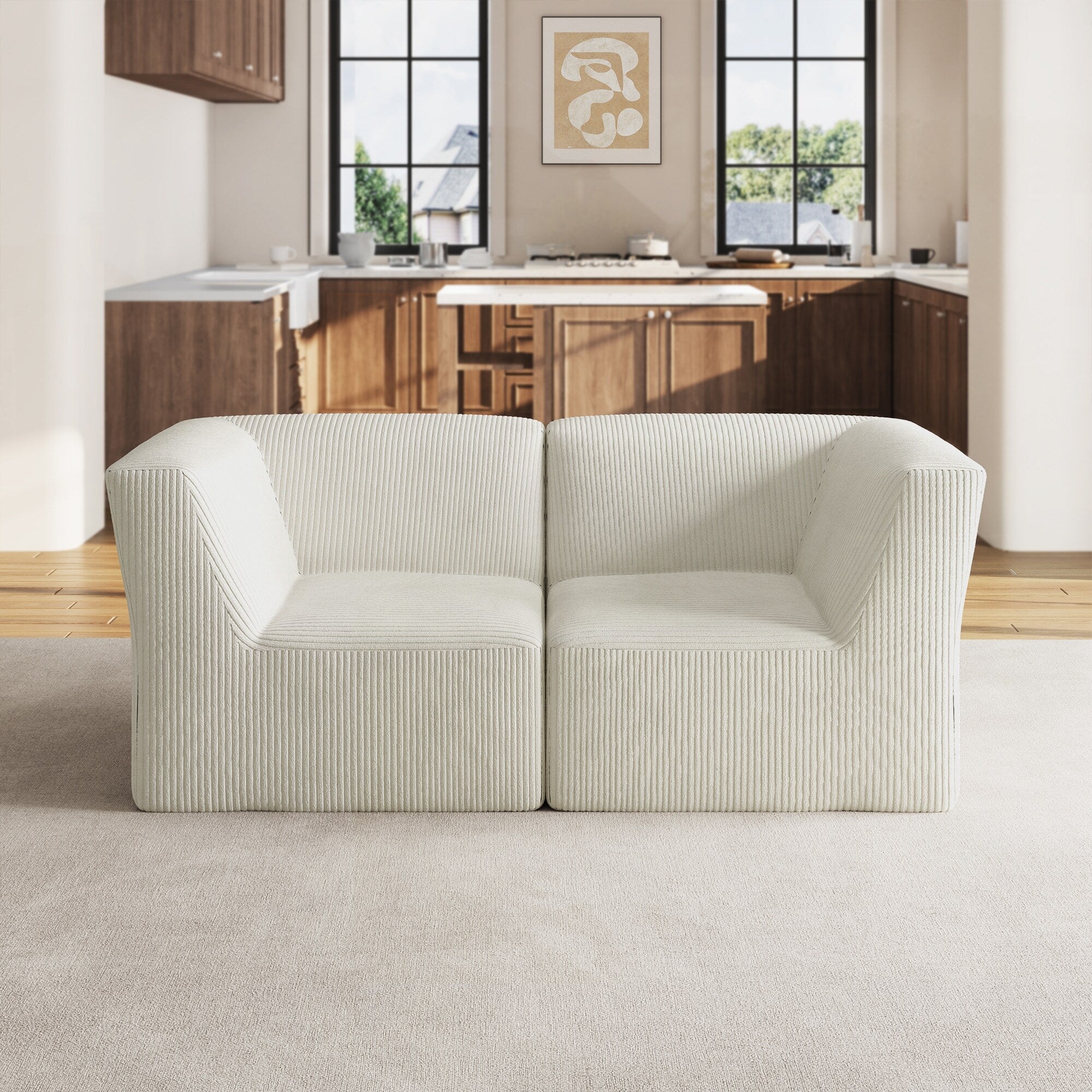 Canapé sectionnel modulaire en velours côtelé de 71 W, entièrement moulé en éponge