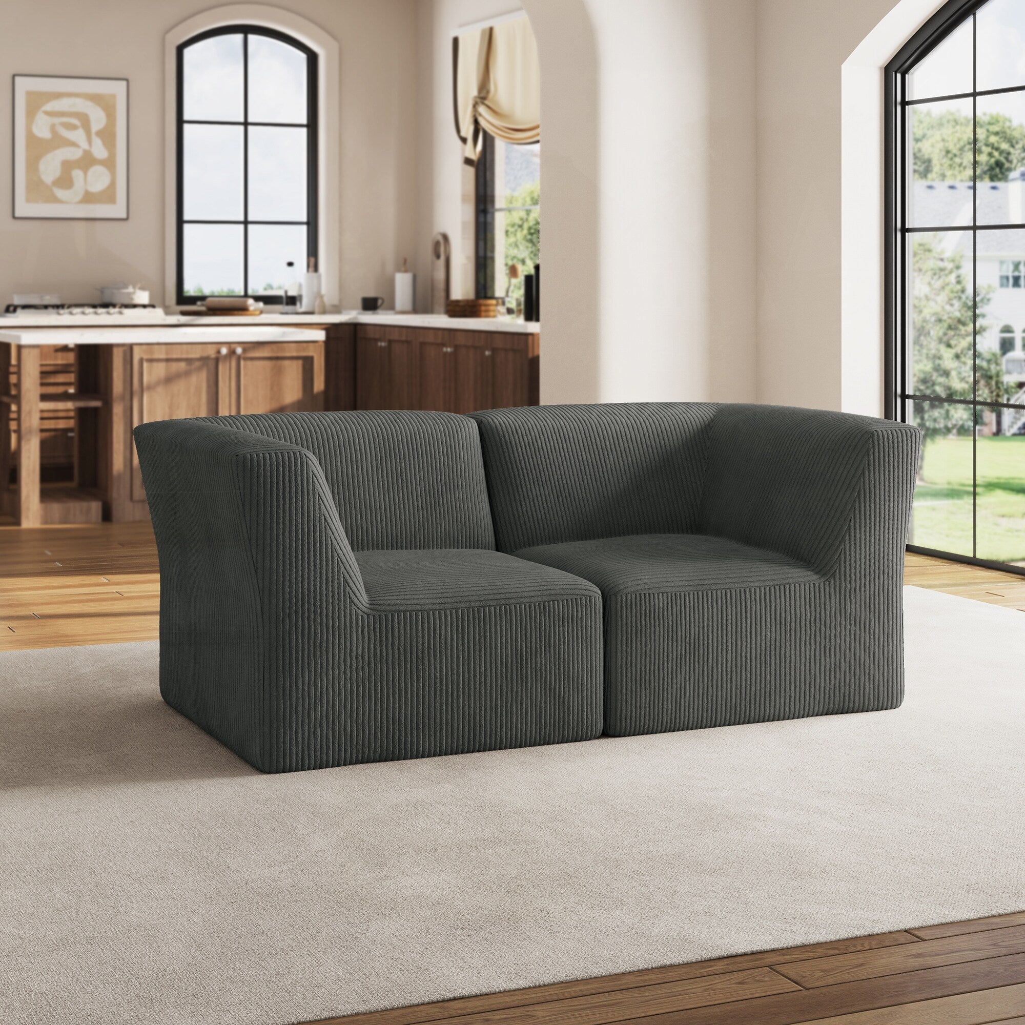 Canapé sectionnel modulaire en velours côtelé de 71 W, entièrement moulé en éponge