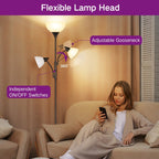 Lampadaire torche moderne de 71 po avec lampes de lecture réglables - N/A