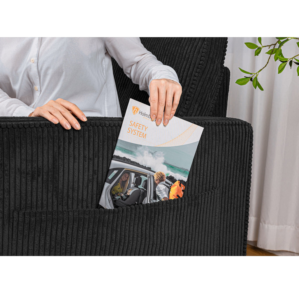 Canapé 3 places en velours côtelé 72,64 avec coussins en éponge haute densité et à ressorts