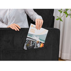 Canapé 3 places en velours côtelé 72,64 avec coussins en éponge haute densité et à ressorts