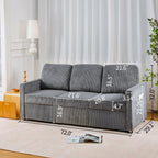 Canapé 3 places en velours côtelé 72,64 avec coussins en éponge haute densité et à ressorts