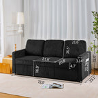 Canapé 3 places en velours côtelé 72,64 avec coussins en éponge haute densité et à ressorts