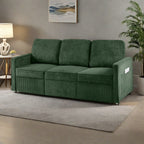 Canapé 3 places en velours côtelé 72,64 avec coussins en éponge haute densité et à ressorts