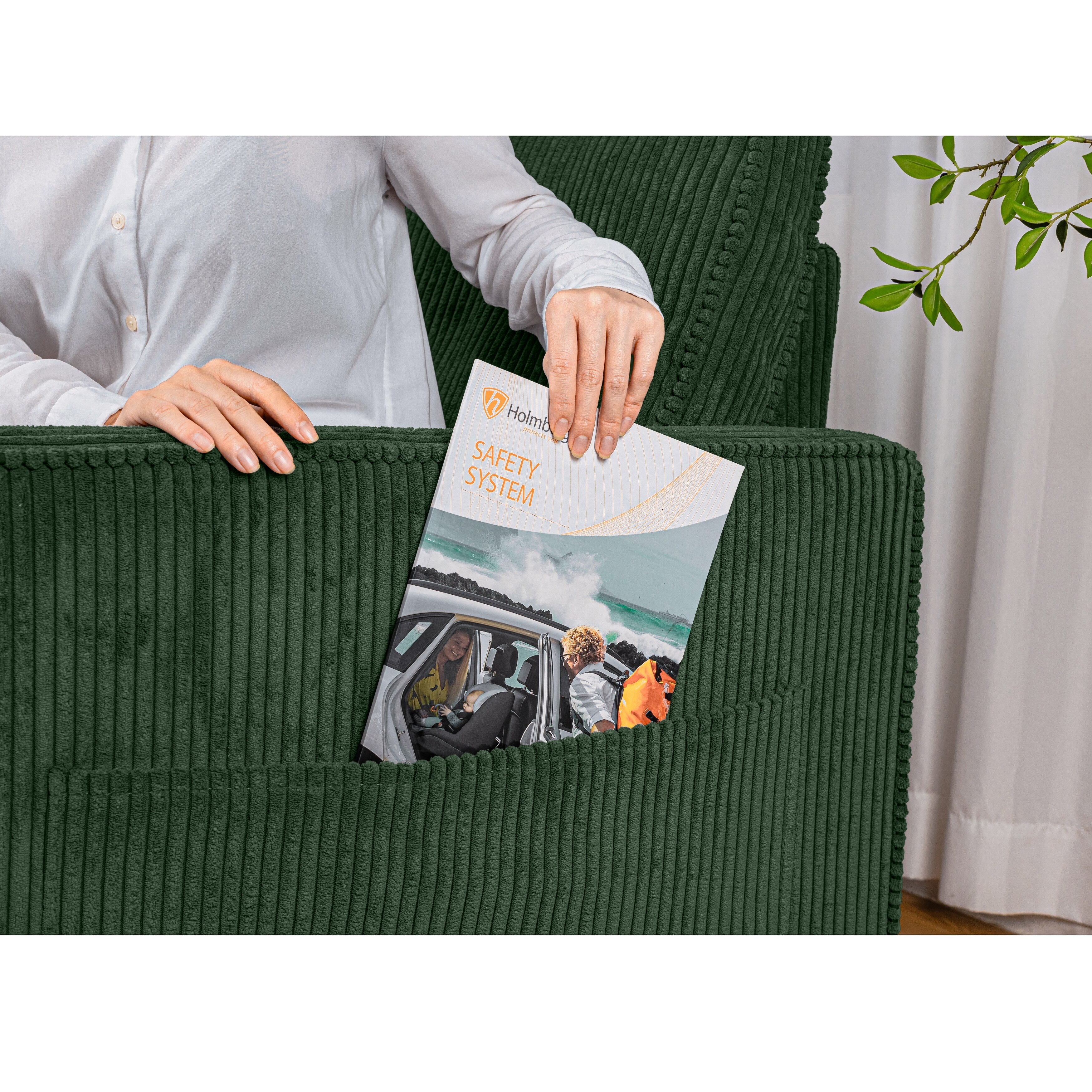 Canapé 3 places en velours côtelé 72,64 avec coussins en éponge haute densité et à ressorts