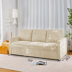 Canapé 3 places en velours côtelé 72,64 avec coussins en éponge haute densité et à ressorts