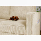 Canapé 3 places en velours côtelé 72,64 avec coussins en éponge haute densité et à ressorts